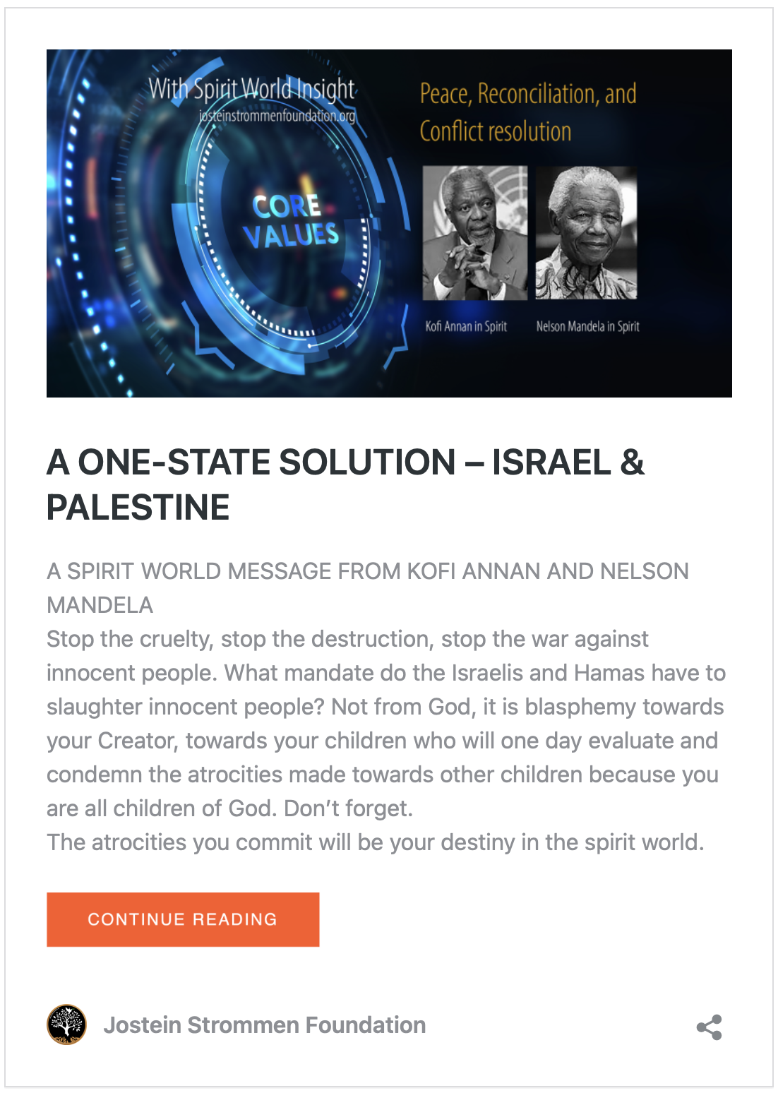 A One State Solution - Israel and Palestine